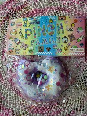 🍩 TABA Purple & White Decorative Donut Squishy with Confetti Beads 🍩